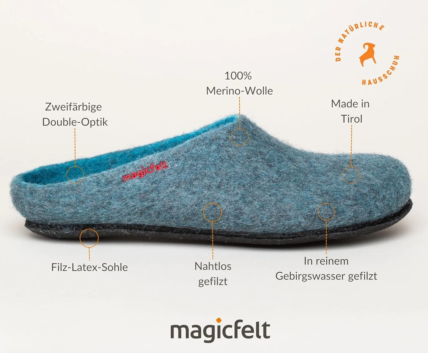 Тапочки MagicFelt AN 709 из чистой натуральной шерсти для мужчин и женщин - нескользящие и анатомической формы, каменный — фото 3
