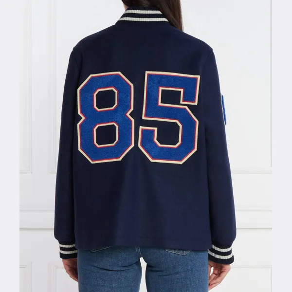Университетский бомбер классического кроя с добавлением шерсти Tommy Hilfiger, синий — фото 2