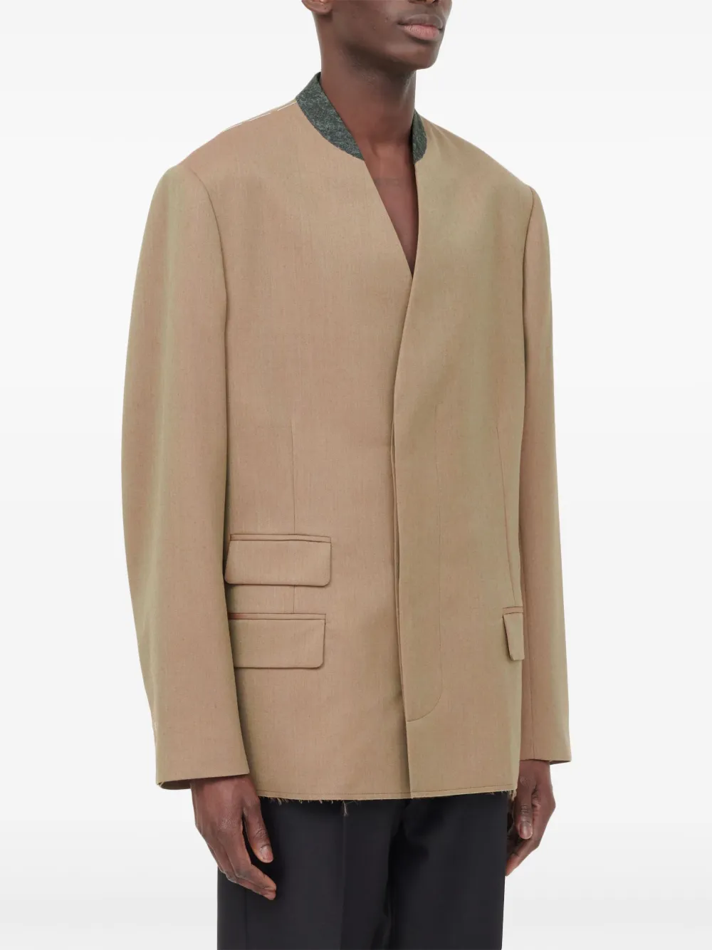 Однобортный пиджак из шерсти MAISON MARGIELA, нейтральный — фото 3