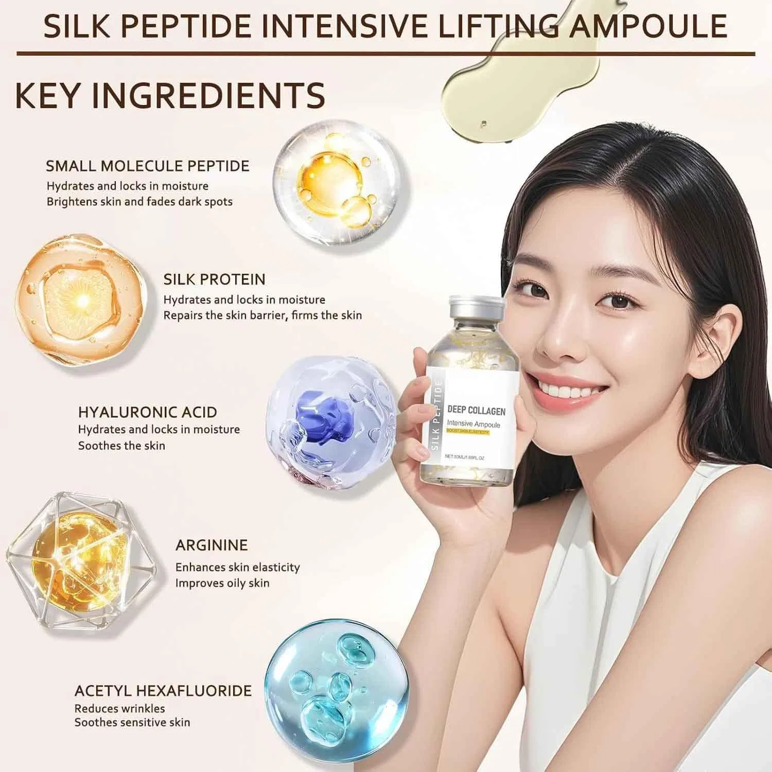 Сыворотка лифтинг-уход Silk Peptide Intensive Lifting Ample, №N2202, 50 мл — фото 2