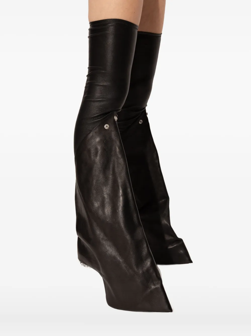 Кожаные ботинки на каблуке 120 мм с прозрачным каблуком Rick Owens, черный — фото 4
