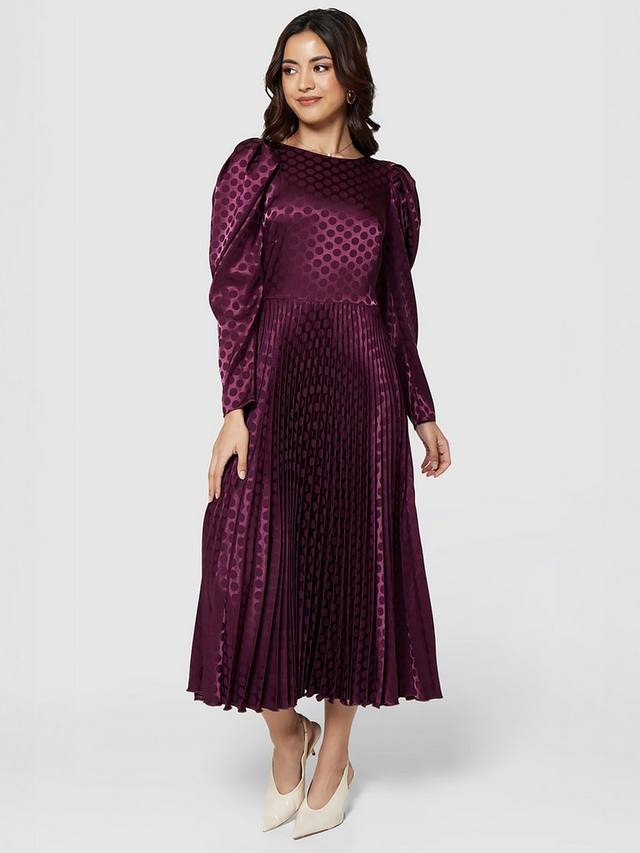 

Плиссированное платье из точечного жаккарда Closet London, цвет Maroon