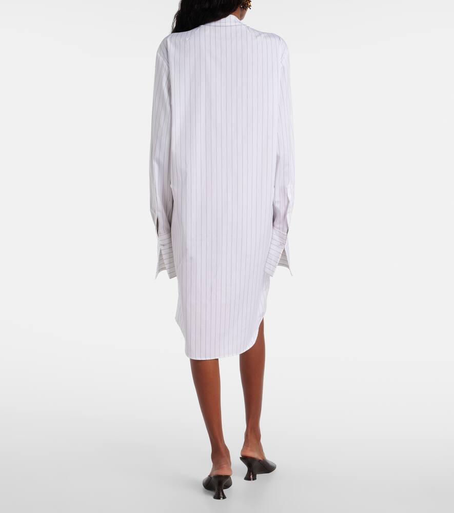 Полосатое мини-платье из хлопка с галстучным воротником Dries Van Noten, Navy — фото 3