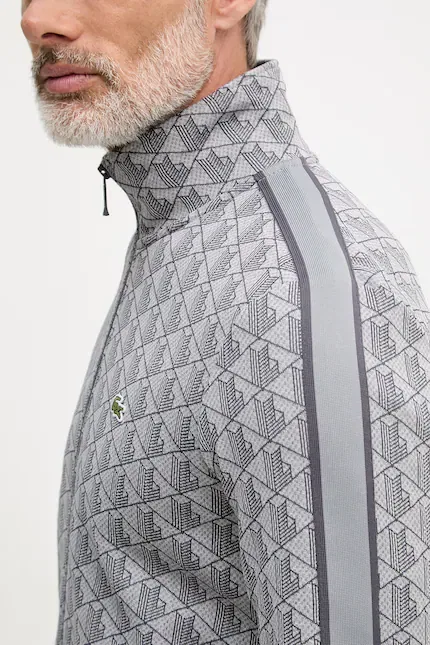 Кофта на молнии из узорчатого материала Lacoste, серый — фото 4