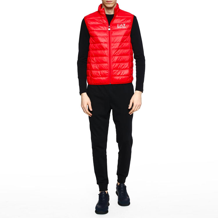EA7 Пуховая жилетка мужская красная EMPORIO ARMANI — фото 4
