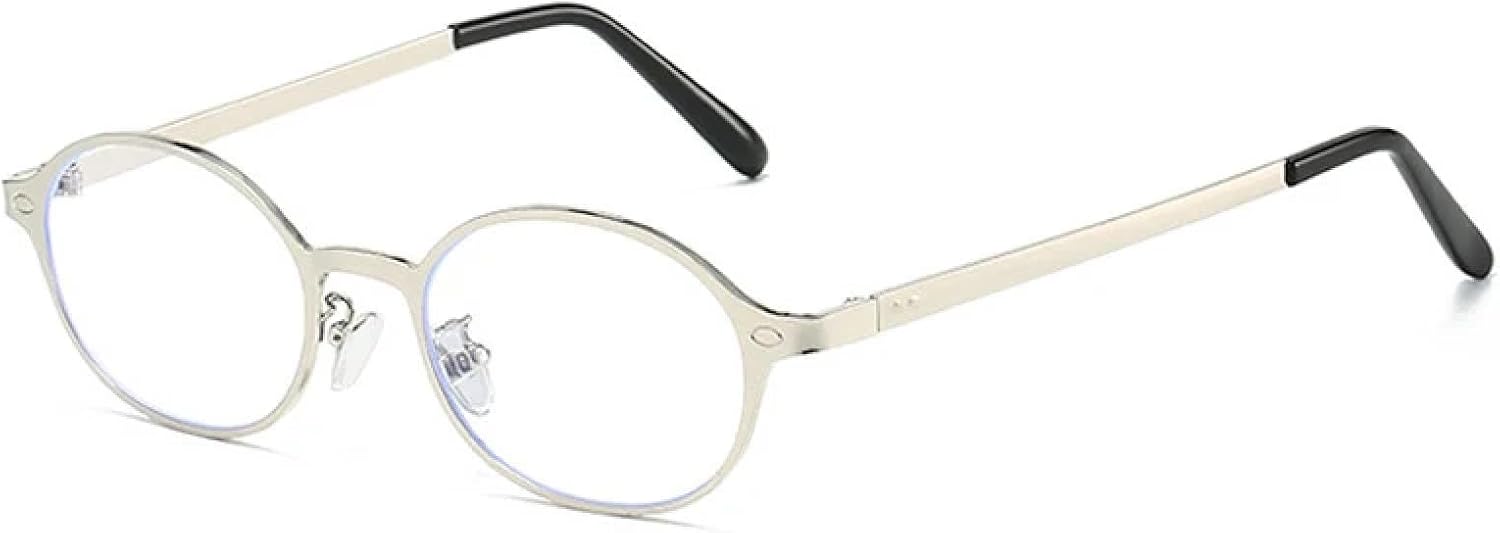 

Винтажные классические женские солнцезащитные очки в маленькой овальной металлической оправе с заклепками, мужские панк-очки, защита от УФ-излучения UV400 TKKTLLT, Silver Clear