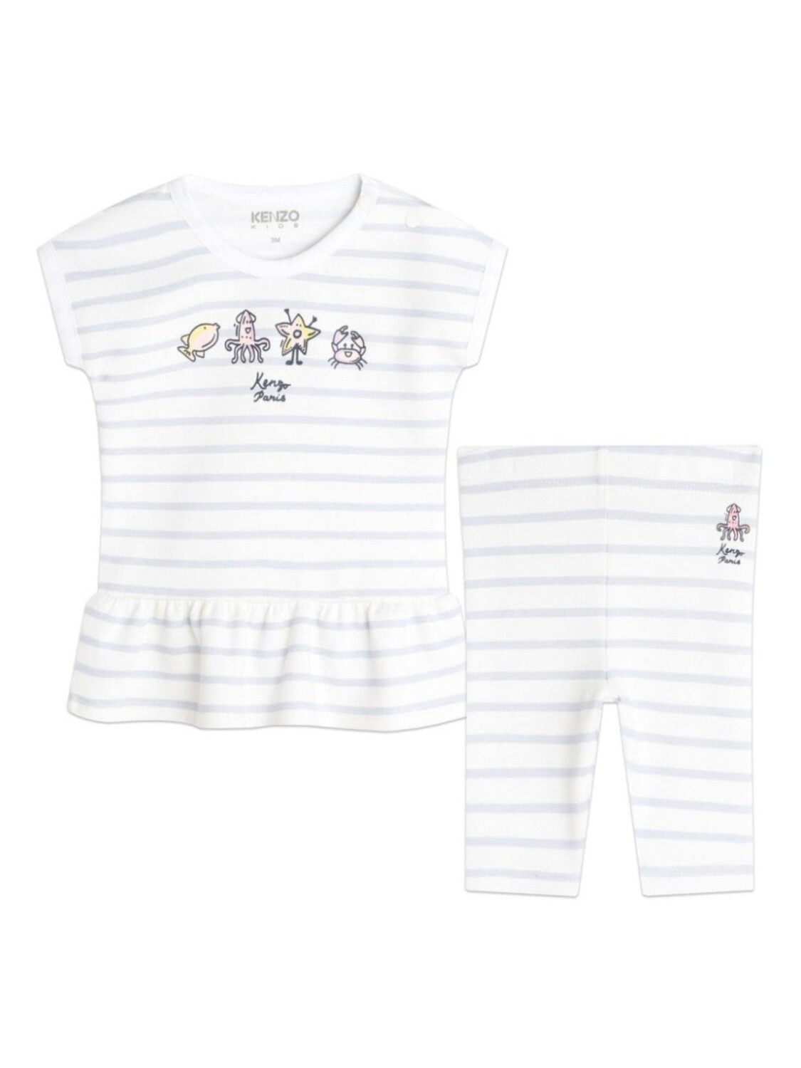 

Kenzo Kids комплект из платья и легинсов в полоску, нейтральный цвет