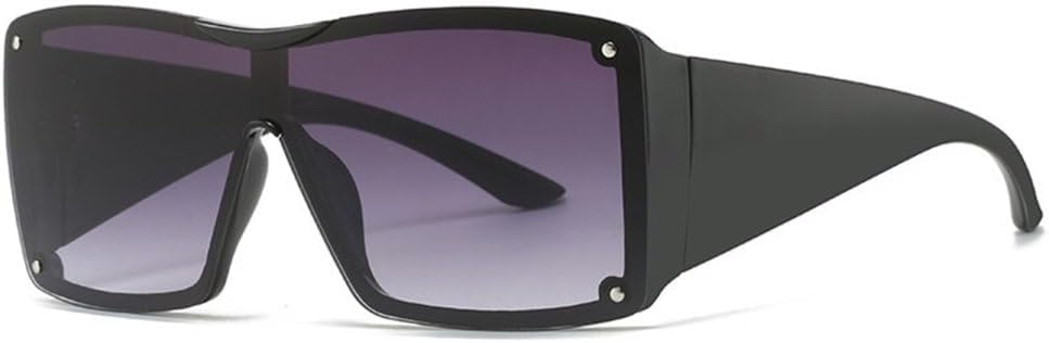 

Винтажные квадратные солнцезащитные очки One Piece 2027 года для женщин и мужчин, модные солнцезащитные очки в крупной оправе, трендовые панк-очки с заклепками MTZJH, Black Gray