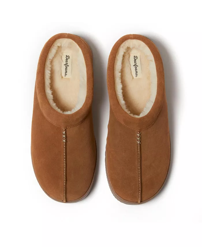 Мужские тапочки Dean из натуральной замши Clog House Shoe Dearfoams, коричневый — фото 3