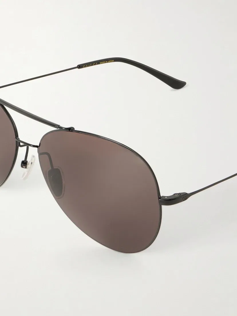 Солнцезащитные очки-авиаторы из металла Gucci Eyewear, черный — фото 4