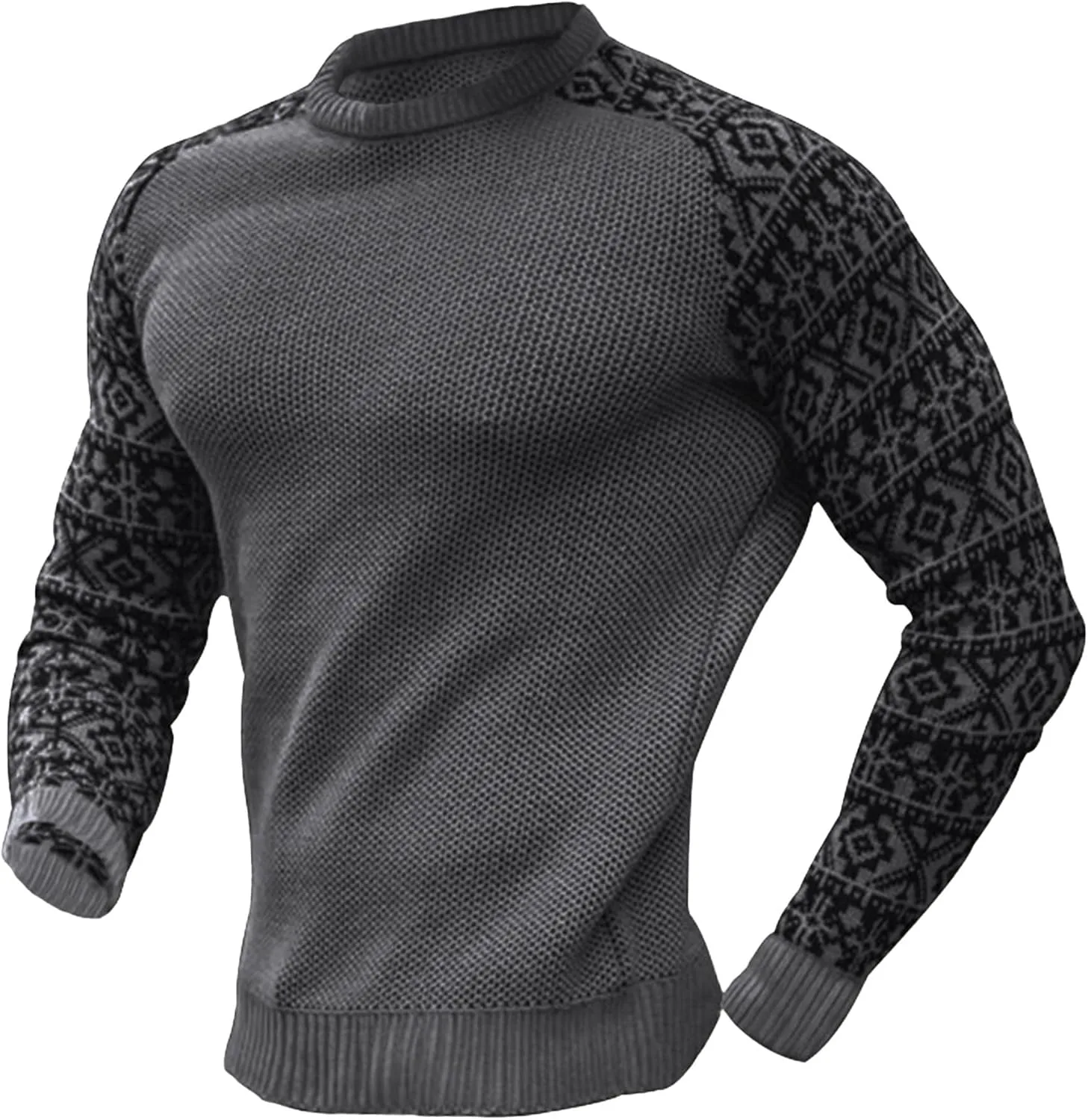 

Мужской вязаный свитер с принтом, длинный рукав, круглый вырез Gsywaipei