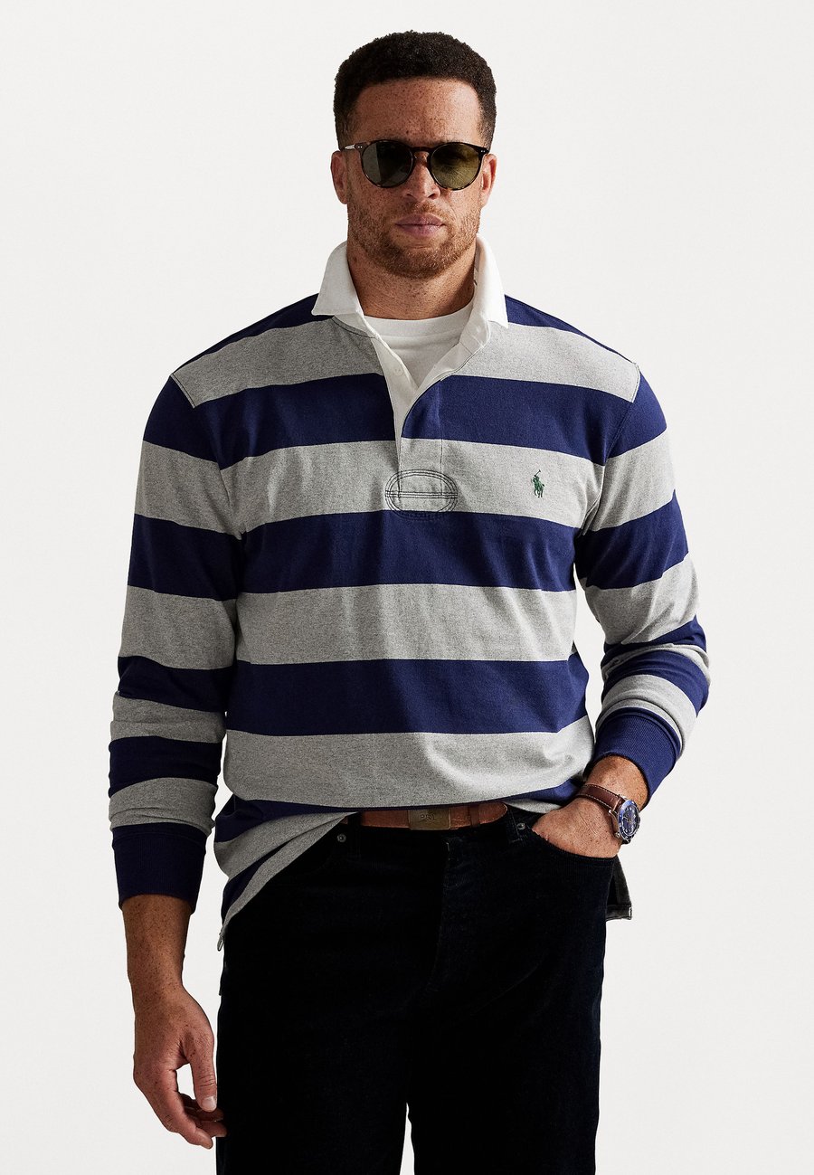 

Поло Polo Ralph Lauren Big & Tall THE ICONIC RUGBY SHIRT, Newport Navy/Andover Heather/Blue, Синий, Поло Polo Ralph Lauren Big & Tall THE ICONIC RUGBY SHIRT, Newport Navy/Andover Heather/Blue