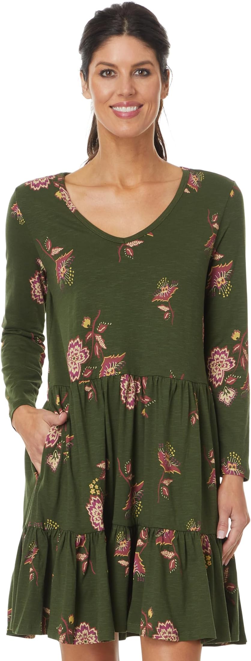 

Платье Toad&Co Marley Tiered Long Sleeve Dress, цвет Epidote LG Scale Print