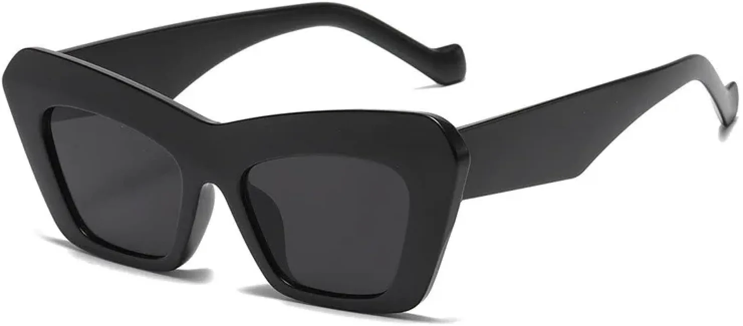 

Женские солнцезащитные очки в ретро-оправе «кошачий глаз» с эффектом «желе», модные, большого размера, с защитой от УФ-излучения UV400 HHZZYVY, Matte Black Grey