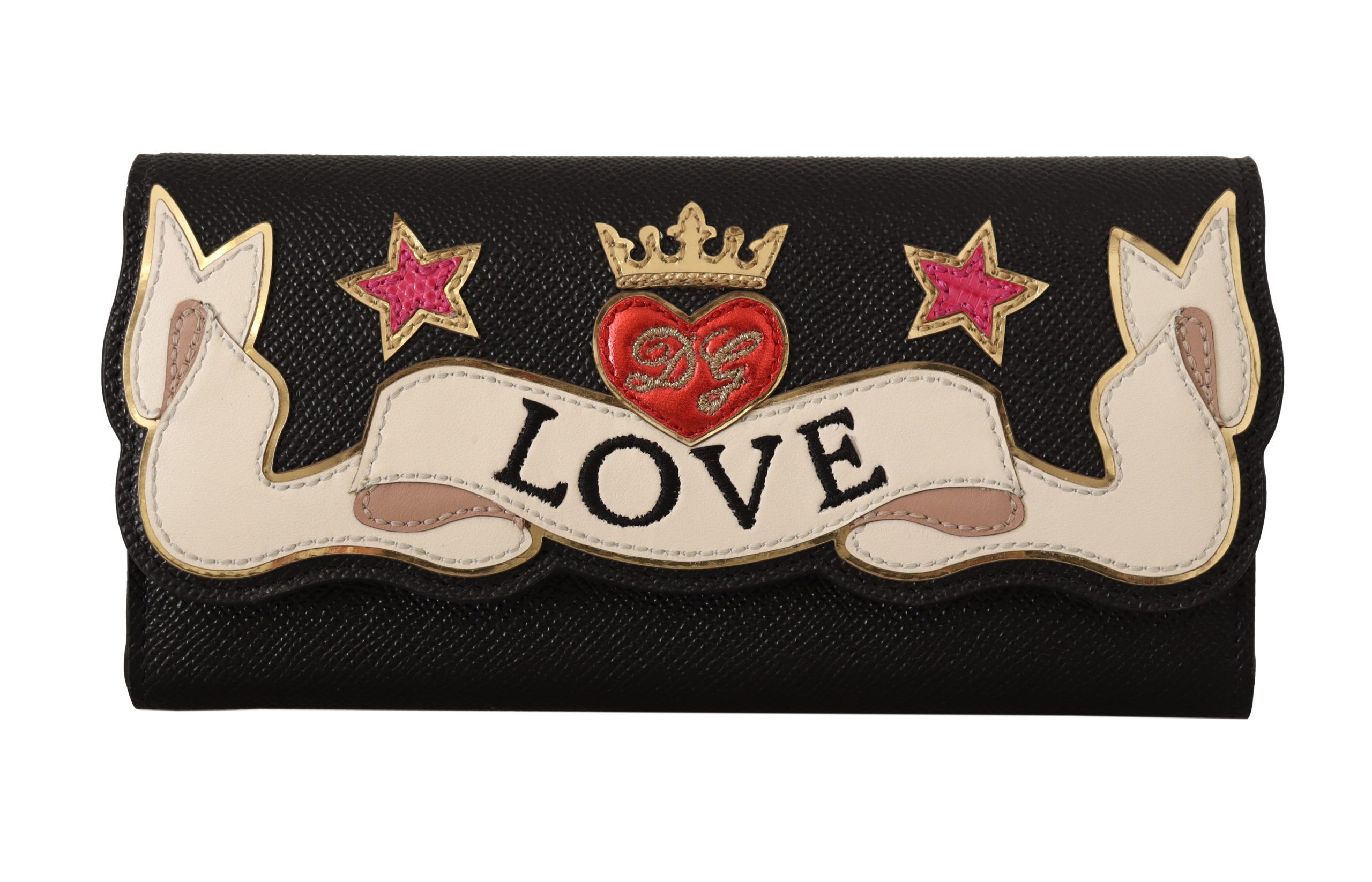 

Шикарный континентальный черный кожаный кошелек Dolce & Gabbana