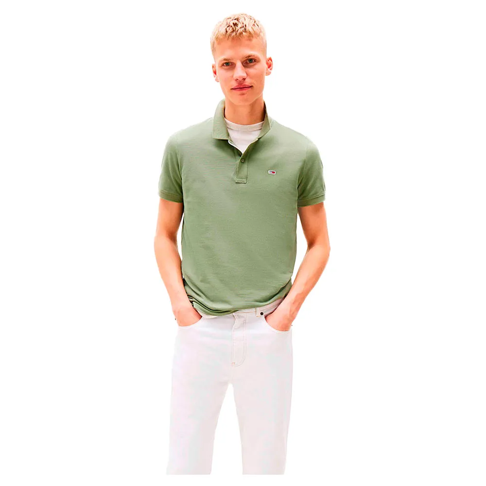 

Поло с коротким рукавом Tommy Jeans Placket Slim Fit, зеленый