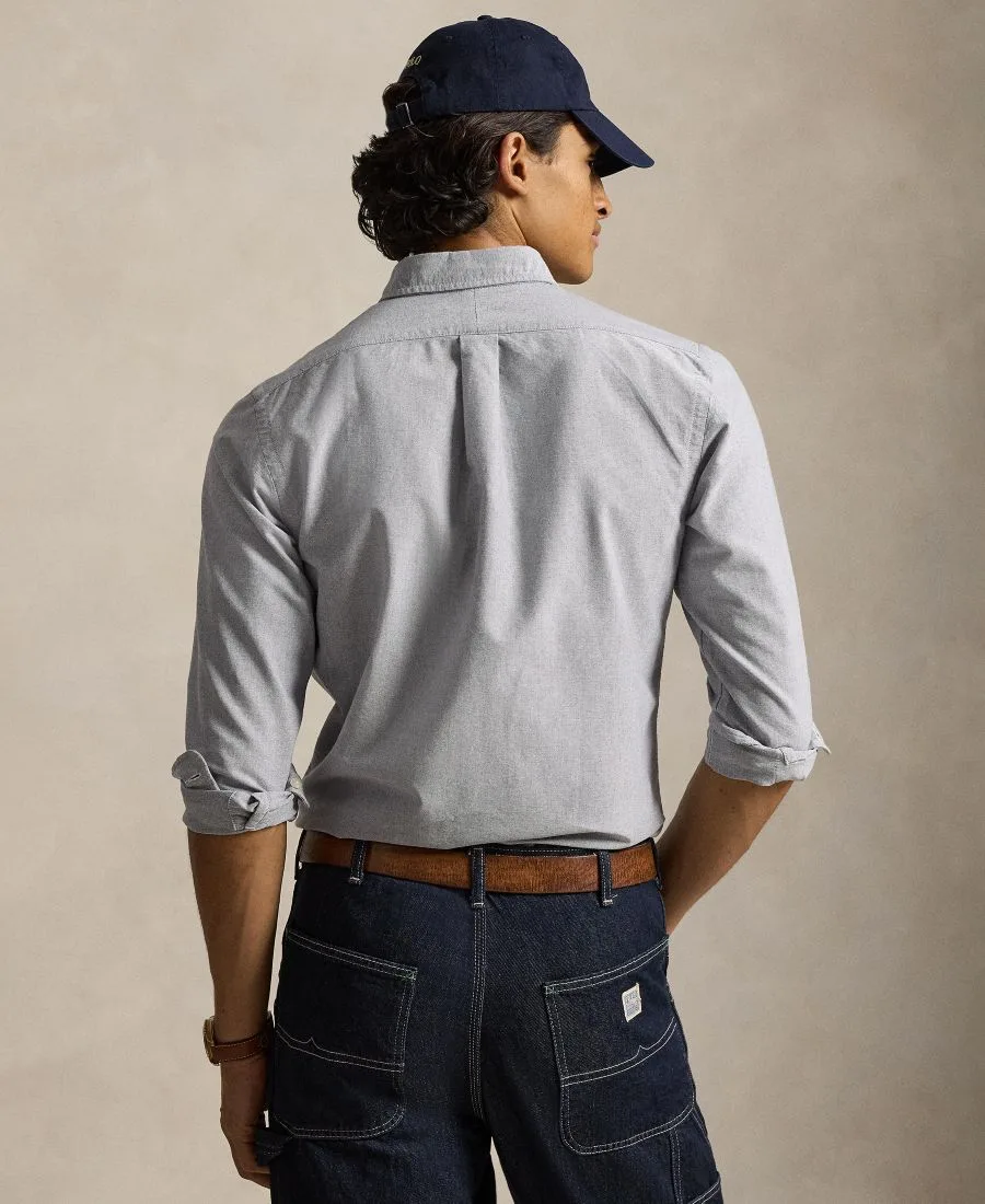 Мужская рубашка Оксфорд с длинными рукавами Polo Ralph Lauren, темно-синий — фото 4