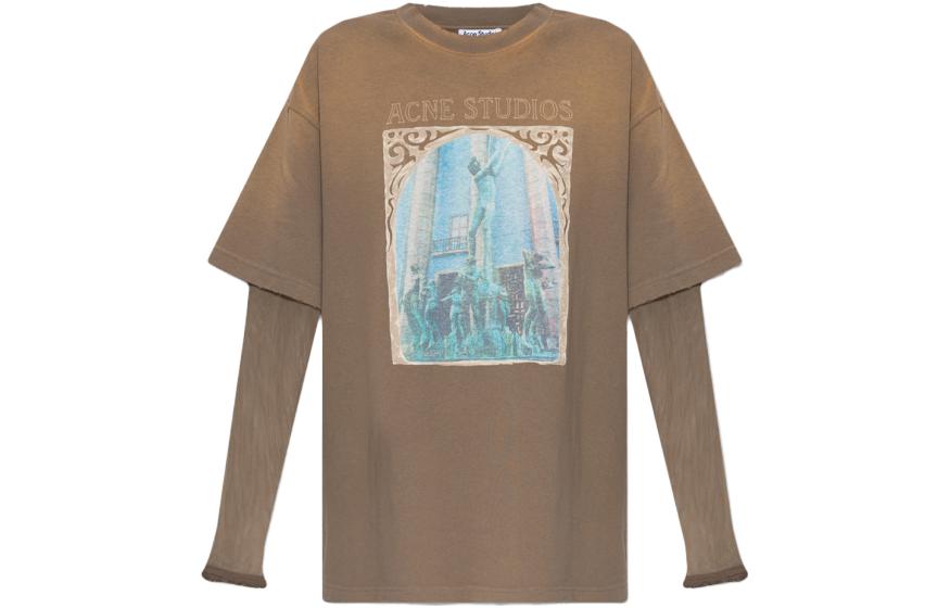 

Acne Studios Футболка с заниженной линией плеч, женская, коричневого цвета