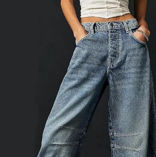 Джинсы с цветочным принтом Barrel Jeans, Blue — фото 4