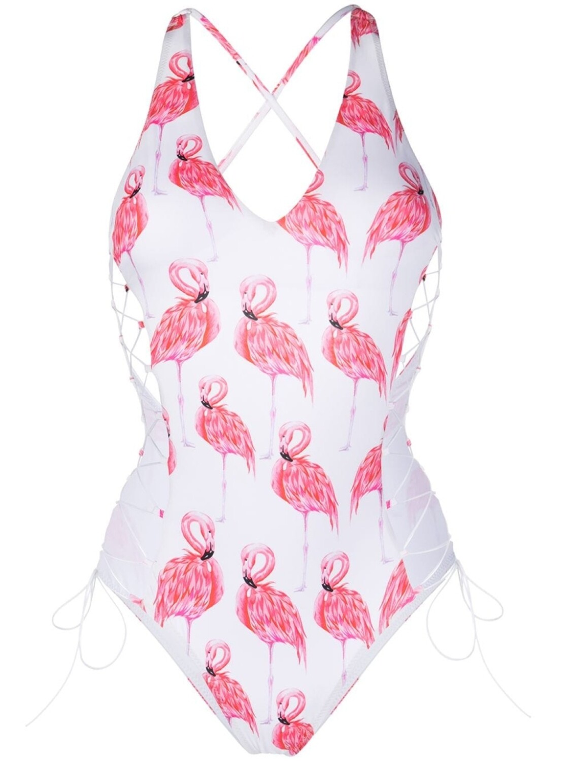 

Noire Swimwear купальник Flamingo с принтом и шнуровкой, белый