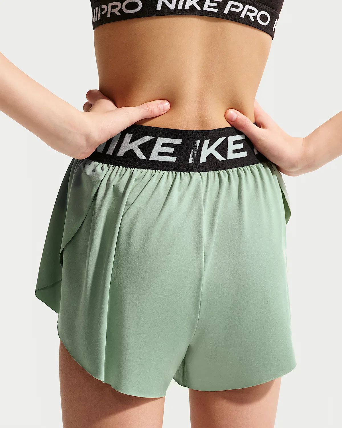 Детские (девочки) шорты Nike Pro Dri-FIT 2-in-1, Steam/Black/White — фото 3