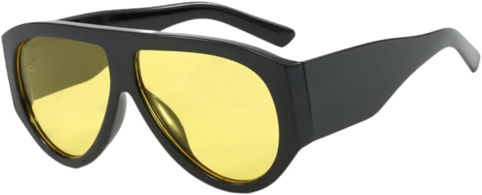 

Винтажные большие солнцезащитные очки-пилот для женщин и мужчин, с крупной оправой, ветрозащитные, популярные панк-очки с защитой от УФ-излучения UV400 UJNHGQ, Black Yellow