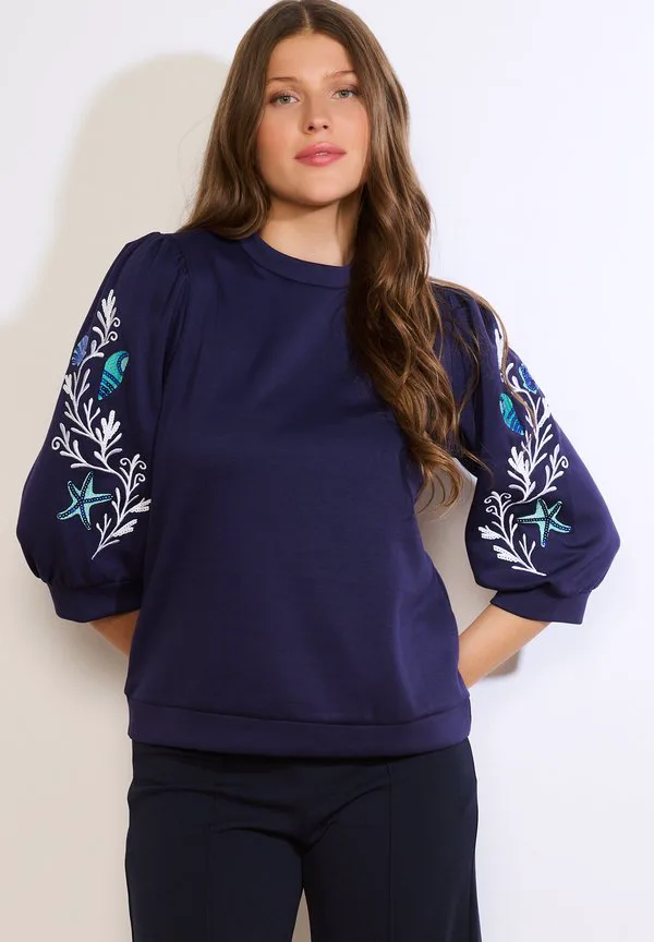 

Толстовка с вышитыми пышными рукавами Lolaliza, Navy Blue, Синий, Толстовка с вышитыми пышными рукавами Lolaliza, Navy Blue