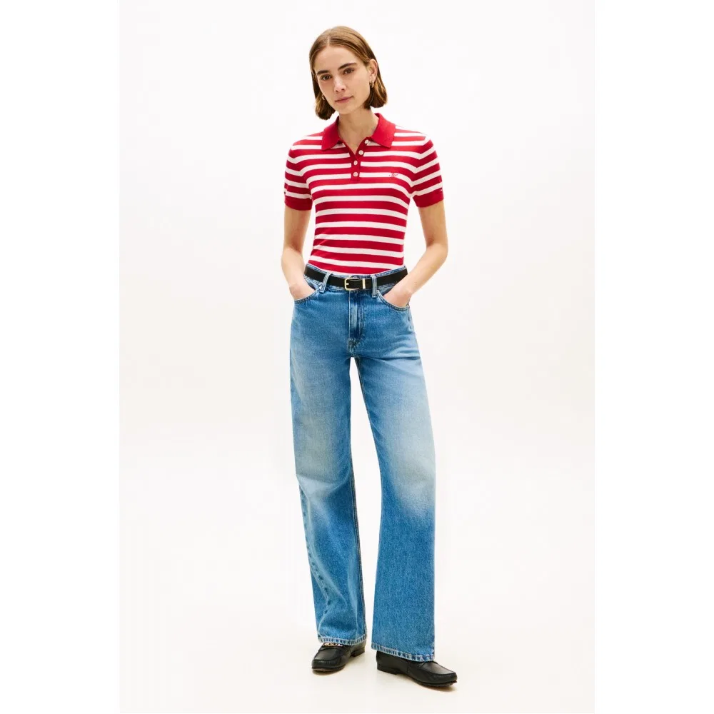 Женский свитер поло Tommy Hilfiger Women из смесового шёлка, красный — фото 2