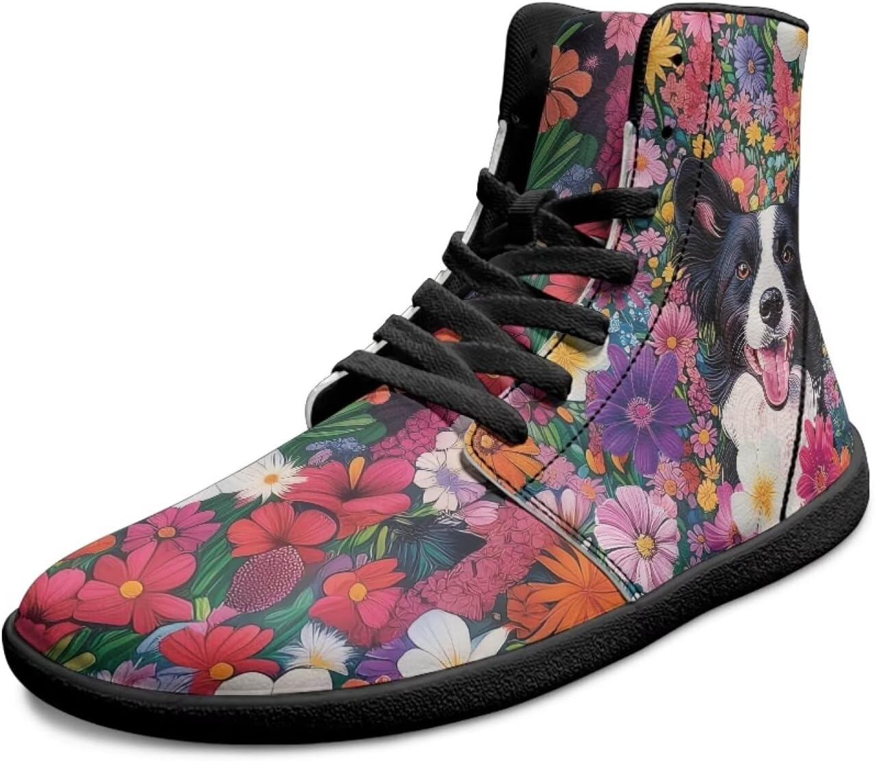 

Высокие мужские кроссовки для ходьбы босиком, противоскользящие, на шнуровке, с широким носком, повседневные, дышащие, для ходьбы и тренировок Xixirimido, Puppy Floral