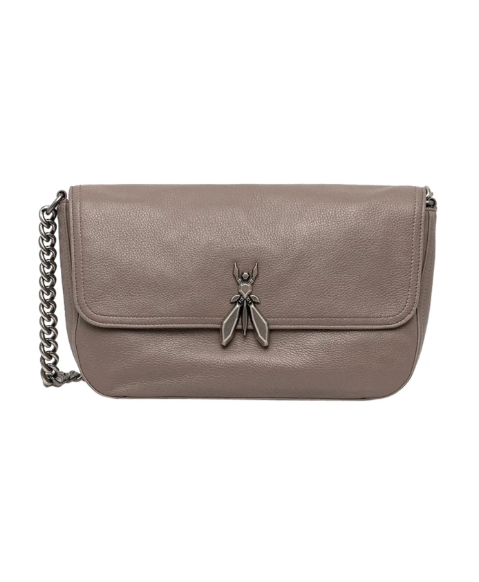 

Структурированная кожаная сумка через плечо с широкой застежкой-молнией. Patrizia Pepe, коричневый