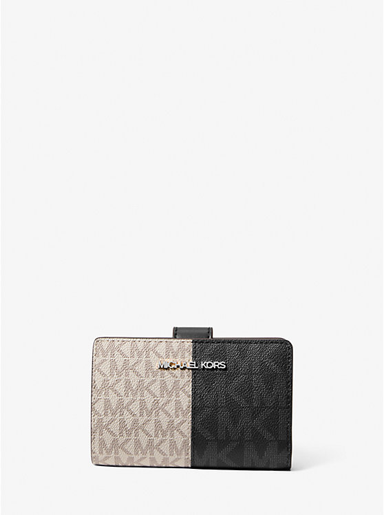 

Средний двухцветный кошелек Jet Set с логотипом Michael Kors, Black Combo