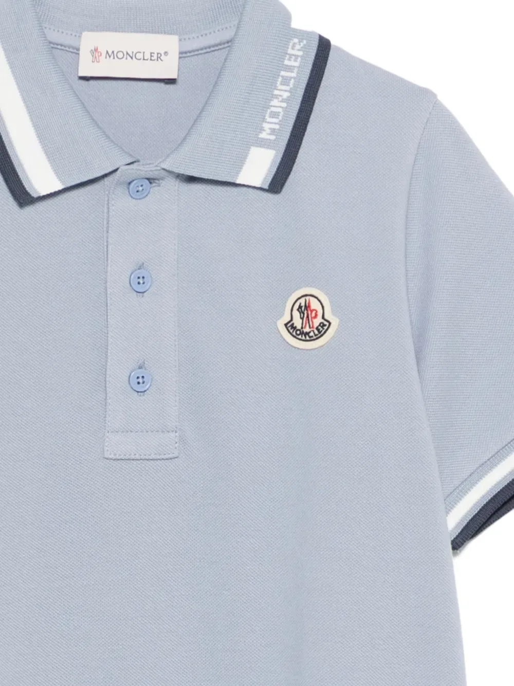 Поло-рубашка в полоску Moncler Enfant, синий — фото 3