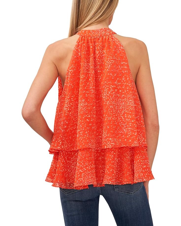 

Блуза CeCe Tie Neck Halter Double Layer Blouse, цвет Tigerlily