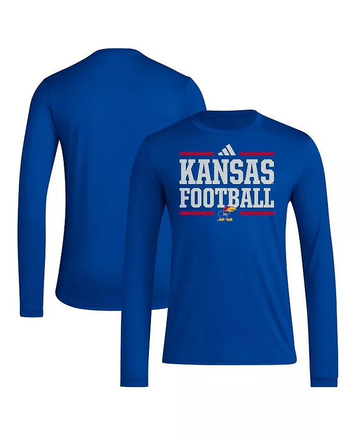 

Мужская футбольная предыгровая футболка с длинным рукавом Royal Kansas Jayhawks Locker AEROREADY adidas