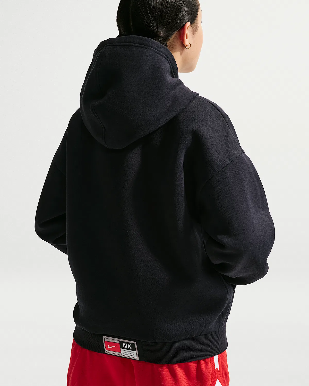 Детская оверсайз флисовая баскетбольная худи Nike Sportswear, Black/White — фото 4