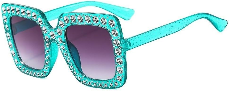 

Квадратные солнцезащитные очки со стразами для женщин, большие солнцезащитные очки с кристаллами, винтажные, с защитой от УФ-излучения UV400, в стиле уличной моды LXLHWN, One Color