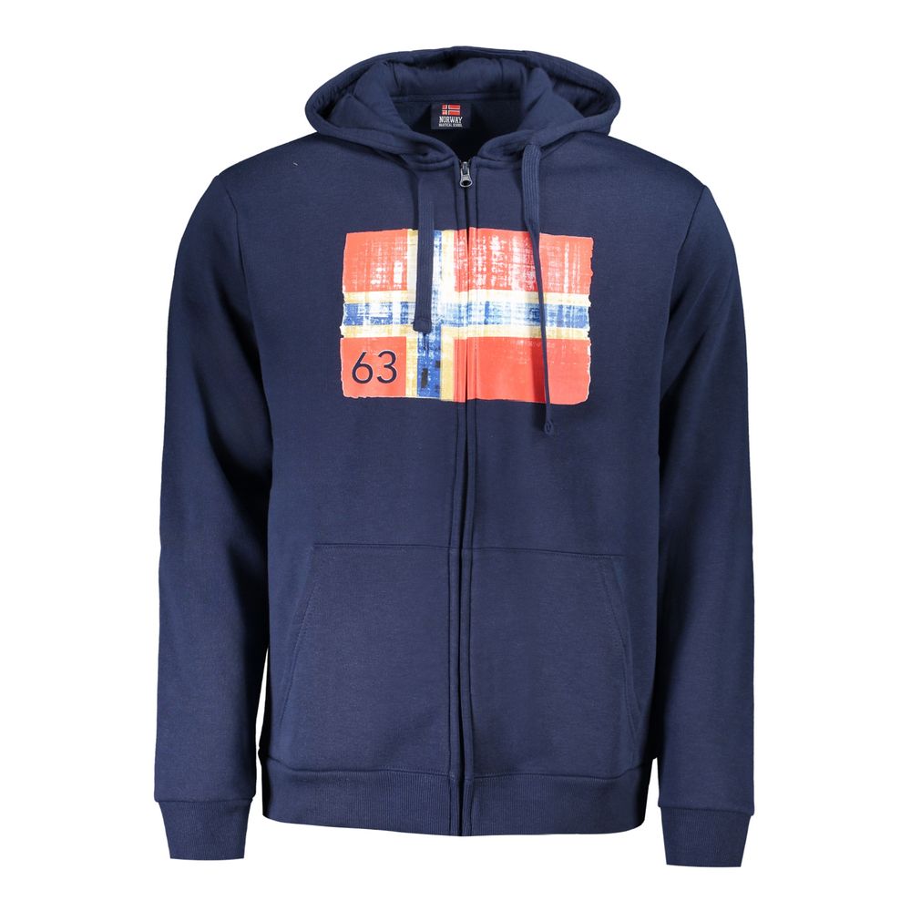 

Синий хлопковый мужской свитер с капюшоном Geographical Norway
