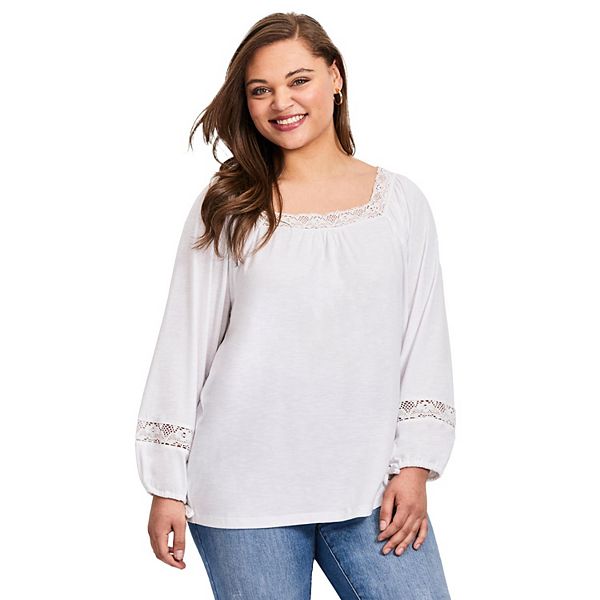 

Женский топ с кружевной отделкой plus size Avenue, White