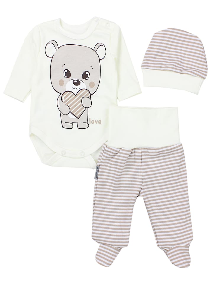 

TupTam Детский комплект одежды: боди с длинными рукавами, штанишки, шапочка (3 предмета), бежево-желтый цвет