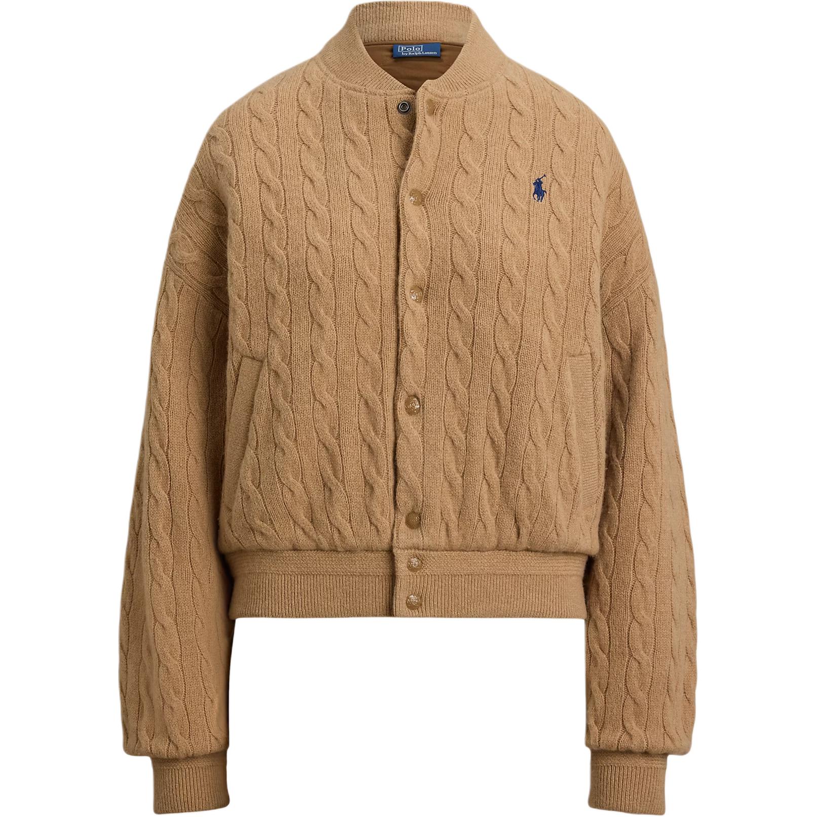 

Бомбер с кабельной вязкой и пони-принтом Polo Ralph Lauren, коричневый