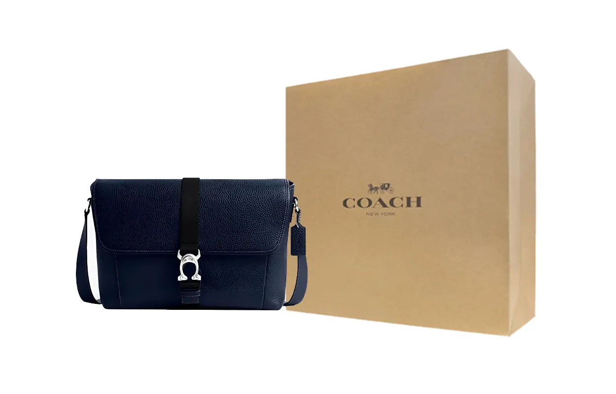 

COACH Текстурированная кожаная сумка через плечо унисекс темно-синий