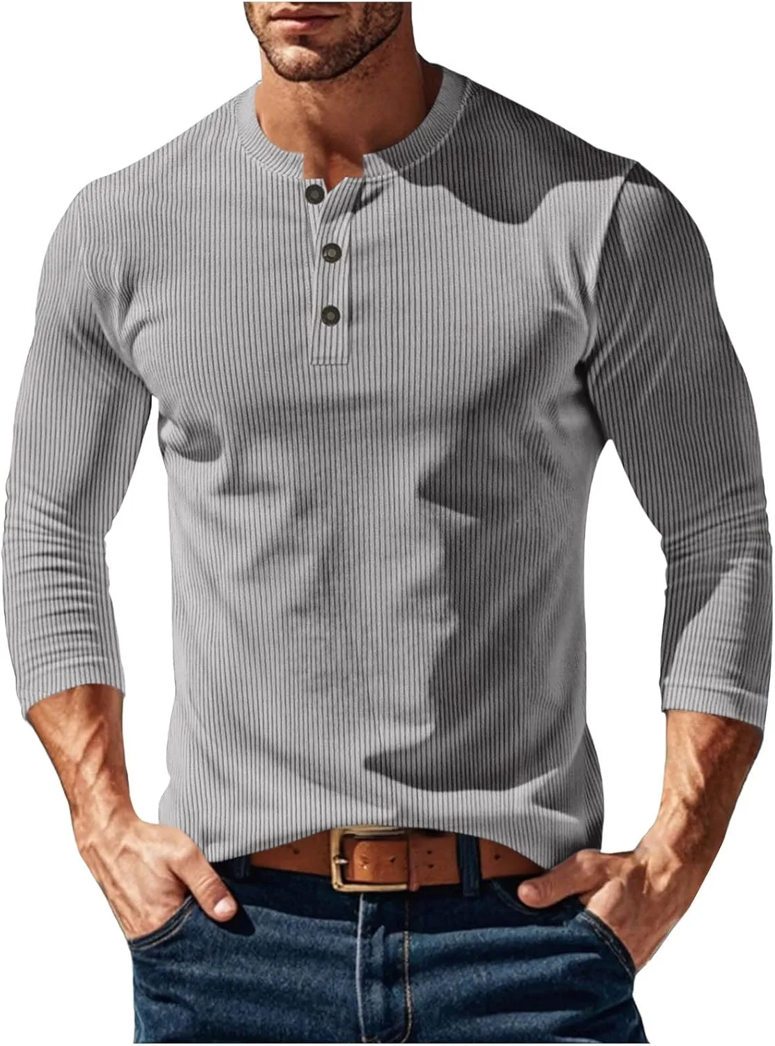 

Мужская футболка-хенли с длинным рукавом Muscle Fit Waffle Xiaojmake