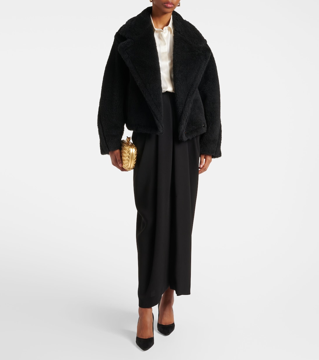 Пальто-тедди из альпаки, шерсти и шелка Oggeri Max Mara, Nero — фото 2