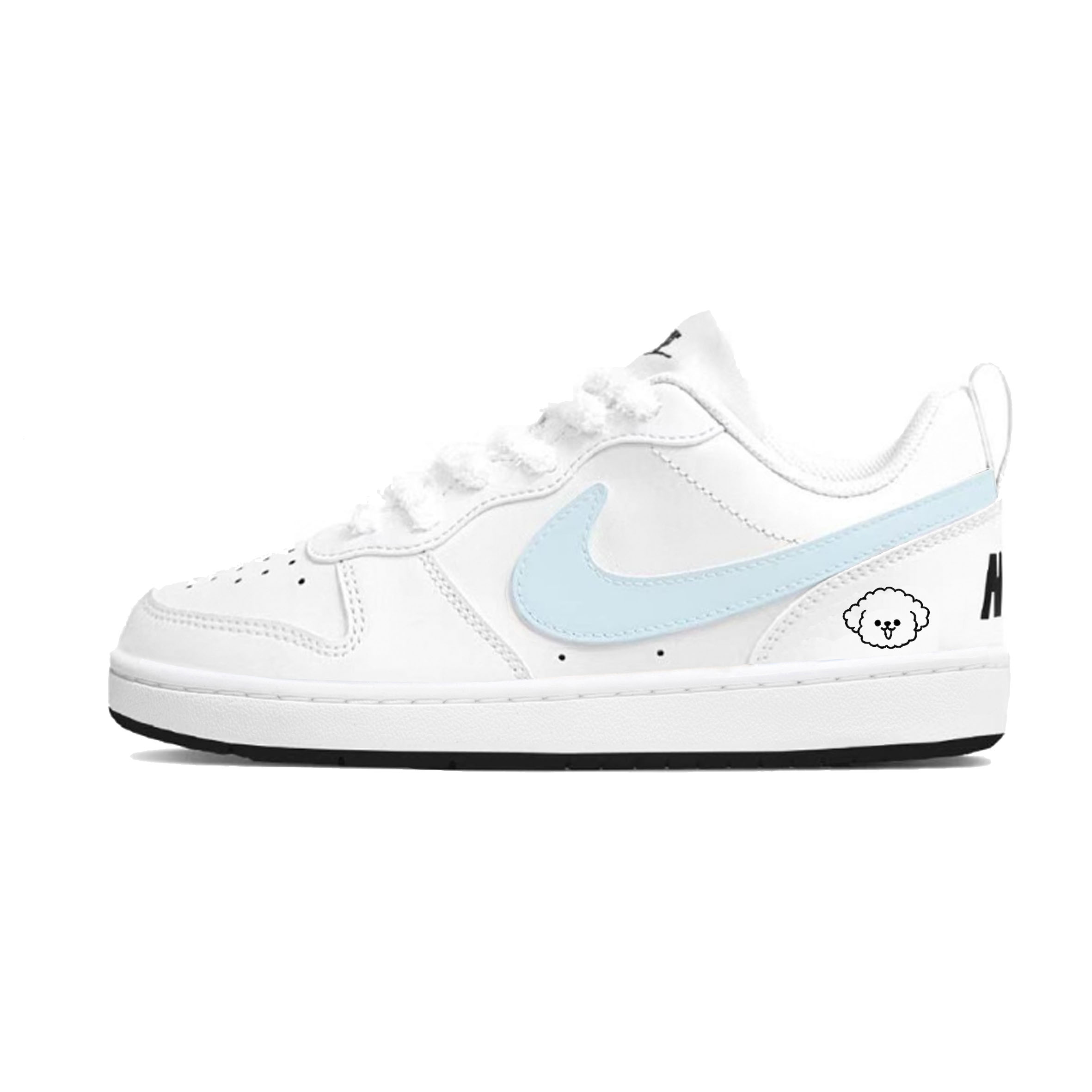 

Nike Детские кроссовки для скейтбординга Court Borough Blue Teddy с низким верхом, устойчивые к истиранию, светло-голубые, для подростков