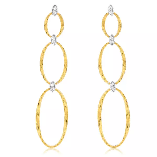 

Серьги-Капельки с двойным овалом от Suzy Levian New Yor, золотые, из стерлингового серебра и кубических цирконий. Suzy Levian New York, golden