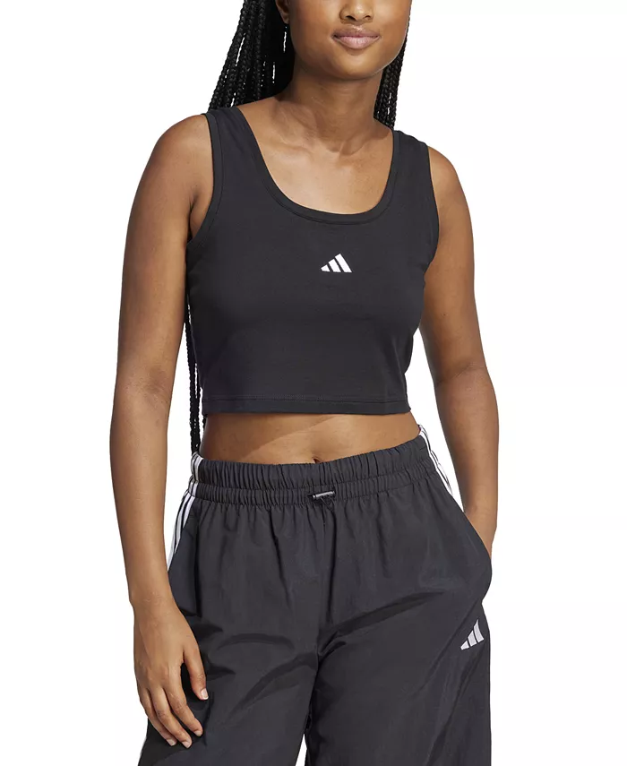 

Женская хлопковая майка Essentials с небольшим логотипом adidas, черный