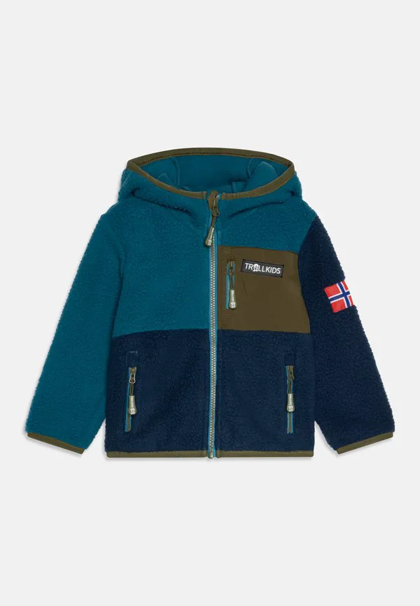 Флисовая куртка унисекс aurlandsfjord Trollkids, Dark Marine/Mystic Blue/Pine Green