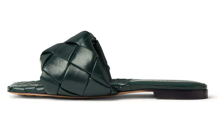 Шлепанцы женские Bottega Veneta Lido, темно-зеленый