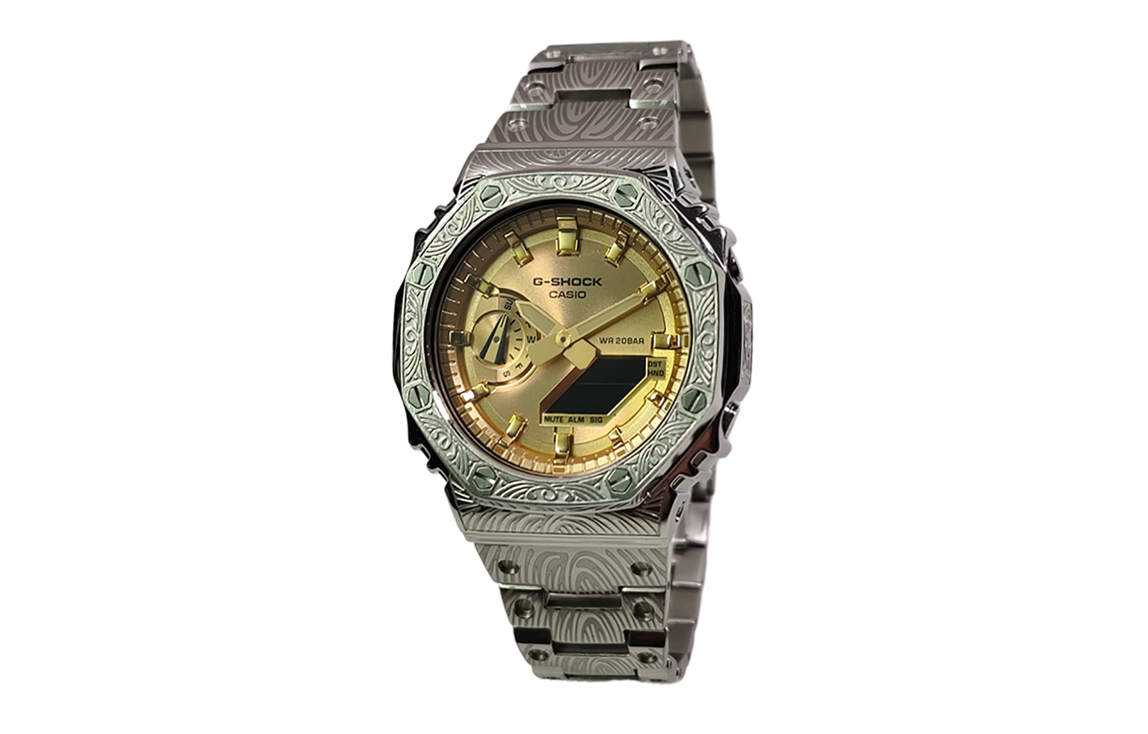 

CASIO Часы Retrofit Series GA2100 Collection Quartz Movement Stainless Steel Strap Watch Men's Watch Gold Dial