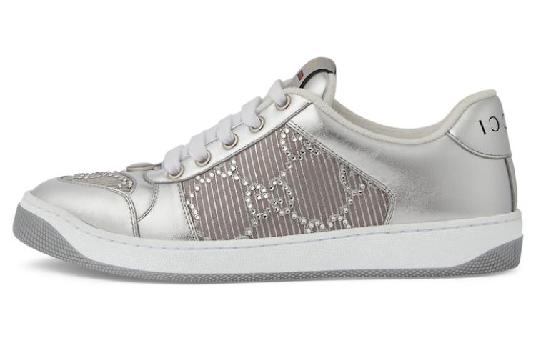 GUCCI Кроссовки Women's Screener 'GG Crystals Silver' Women's